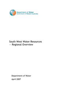 South West Water Resources — Regional Overview