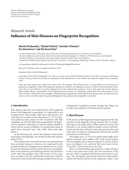 Research Article Influence of Skin Diseases on Fingerprint Recognition