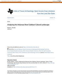 Analyzing the Arkansas River Caddoan Cultural Landscape