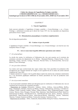 Cahier Des Charges De L'appellation Crozes-Hermitage