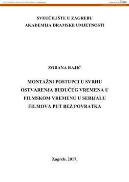 Montažni Postupci U Svrhu Ostvarenja Budućeg Vremena U Filmskom Vremenu U Serijalu Filmova Put Bez Povratka