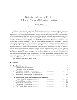 Topics in Mathematical Physics: a Journey Through Differential