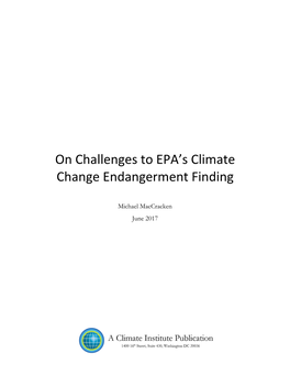 On Challenges to EPA's Climate Change Endangerment Finding