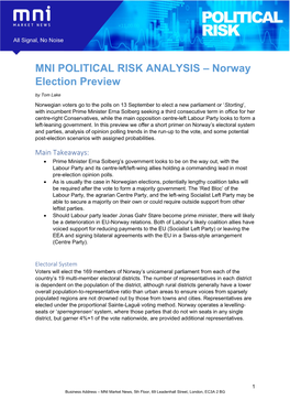 MNI POLITICAL RISK ANALYSIS – Norway Election Preview