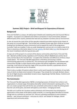 Summer 2021 Project – Brief and Request for Expressions of Interest