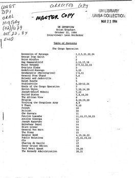 ^ — - UN LIBRARY JJN/SA Gollectioi 0 Tfisfof^ MAR 2 3 1994 Fnl) \H^°L UN INTERVIEW Ctycv/U7 / Brian Urquhart Ftc/F 2 2