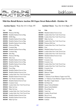 Mid-Size Retail Return Auction 301 Espee Street Bakersfield - October 16