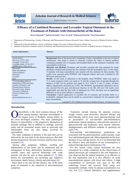 Efficacy of a Combined Rosemary and Lavender Topical Ointment in the Treatment of Patients with Osteoarthritis of the Knee