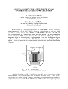 Leu-Fuelled Slowpoke-2 Research Reactors: Operational Experience and Utilisation