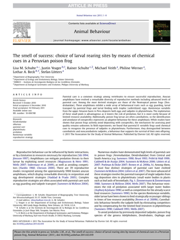 The Smell of Success: Choice of Larval Rearing Sites by Means of Chemical Cues in a Peruvian Poison Frog