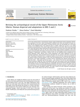 Revising the Archaeological Record of the Upper Pleistocene Arctic Siberia: Human Dispersal and Adaptations in MIS 3 and 2