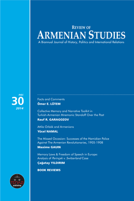 REVIEW of ARMENIAN STUDIES a Biannual Journal of History, Politics and International Relations