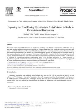 Exploring the Food Pairing Hypothesis in Arab Cuisine: a Study in Computational Gastronomy