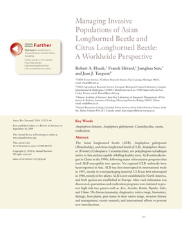 Managing Invasive Populations of Asian Longhorned Beetle and Citrus Longhorned Beetle: a Worldwide Perspective