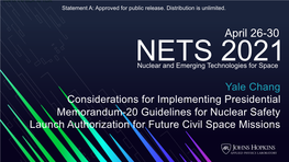 April 26-30 NETS 2021 Nuclear and Emerging Technologies for Space