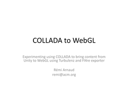 COLLADA to Webgl