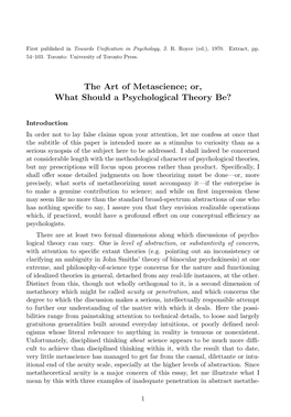 The Art of Metascience; Or, What Should a Psychological Theory Be?