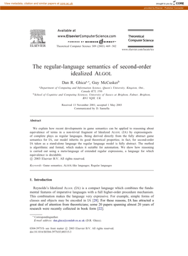 The Regular-Language Semantics of Second-Order Idealized ALGOL