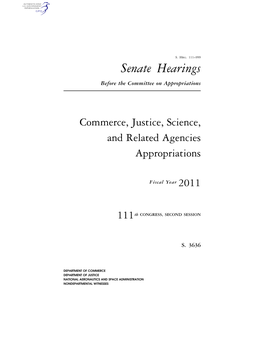 Senate Hearings Before the Committee on Appropriations