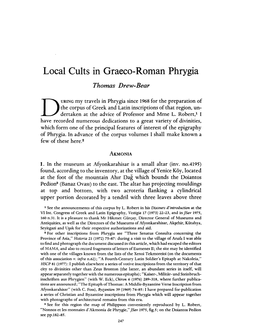 Local Cults in Graeco-Roman Phrygia Drew-Bear, Thomas Greek, Roman and Byzantine Studies; Fall 1976; 17, 3; Proquest Pg