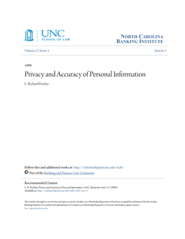 Privacy and Accuracy of Personal Information L