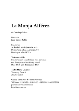 La Monja Alférez De Domingo Miras