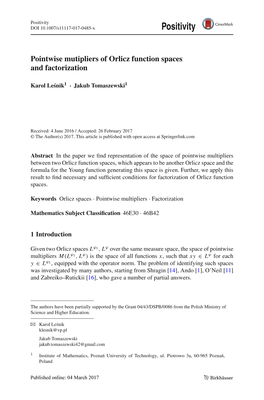 Pointwise Mutipliers of Orlicz Function Spaces and Factorization