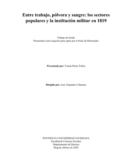 Entre Trabajo, Pólvora Y Sangre: Los Sectores Populares Y La Institución Militar En 1819