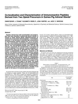 Co-Localization and Characterization of Lmmunoreactive Peptides Derived from Two Opioid Precursors in Guinea Pig Adrenal Glands’