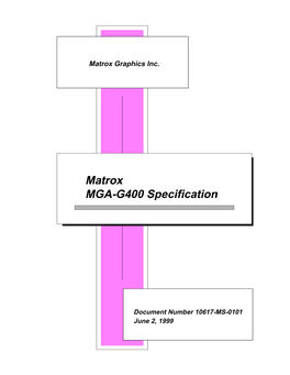 Matrox MGA-G400 Specification