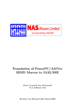 Altivec to SSE Should Be Tested for Numerical Accuracy