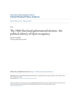 The 1966 Maryland Gubernatorial Election