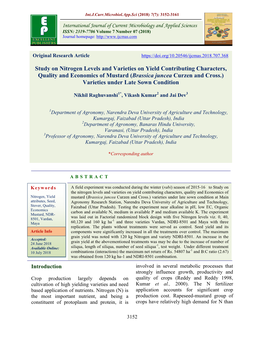 Study on Nitrogen Levels and Varieties on Yield Contributing