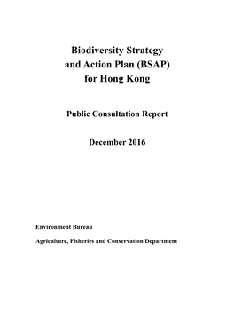 Hong Kong BSAP - Public Consultation Report