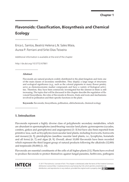 Flavonoids: Classification, Biosynthesis and Chemical Ecology