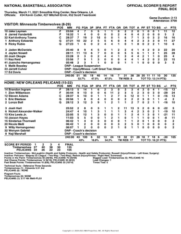 Box Score Timberwolves