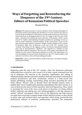 Editors of Romanian Political Speeches Roxana Patraș