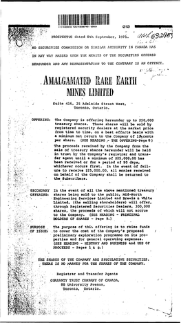 Prospectus Amalgamated Rare Earth Mines