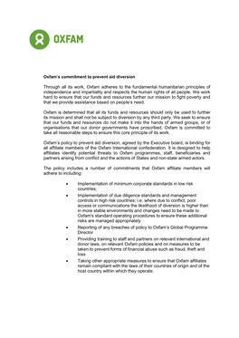 Through All Its Work, Oxfam Adheres to the Fundamental Humanitarian Principles of Independence and Impartiality and Respects the Human Rights of All People
