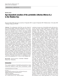 Age-Dependent Zonation of the Periwinkle Littorina Littorea (L.) in the Wadden Sea