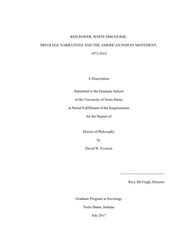 Privilege Narratives and the American Indian Movement