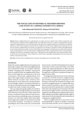 The Social Life of Historical Neighbourhoods: Case Study of a Middle Eastern City, Shiraz