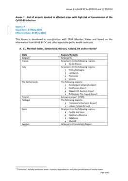 Annex 1 to EASA SD No 2020-01 and SD 2020-02