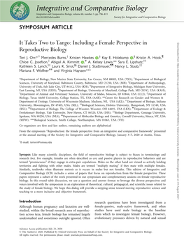 Integrative and Comparative Biology Integrative and Comparative Biology, Volume 60, Number 3, Pp