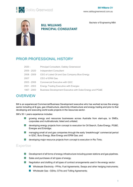 Bill Williams CV 2020