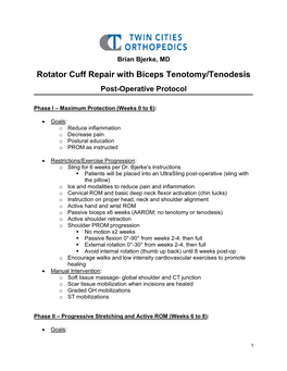 Rotator Cuff Repair with Biceps Tenotomy/Tenodesis