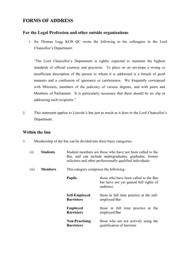 Forms of Address