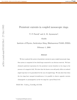 Arxiv:Cond-Mat/9510158V1 27 Oct 1995