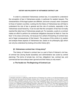 In Order to Understand Vietnamese Contract Law, It Is Essential to Understand the Conception of Law in Vietnamese Society, in Particular for Western Lawyers