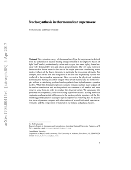 Nucleosynthesis in Thermonuclear Supernovae